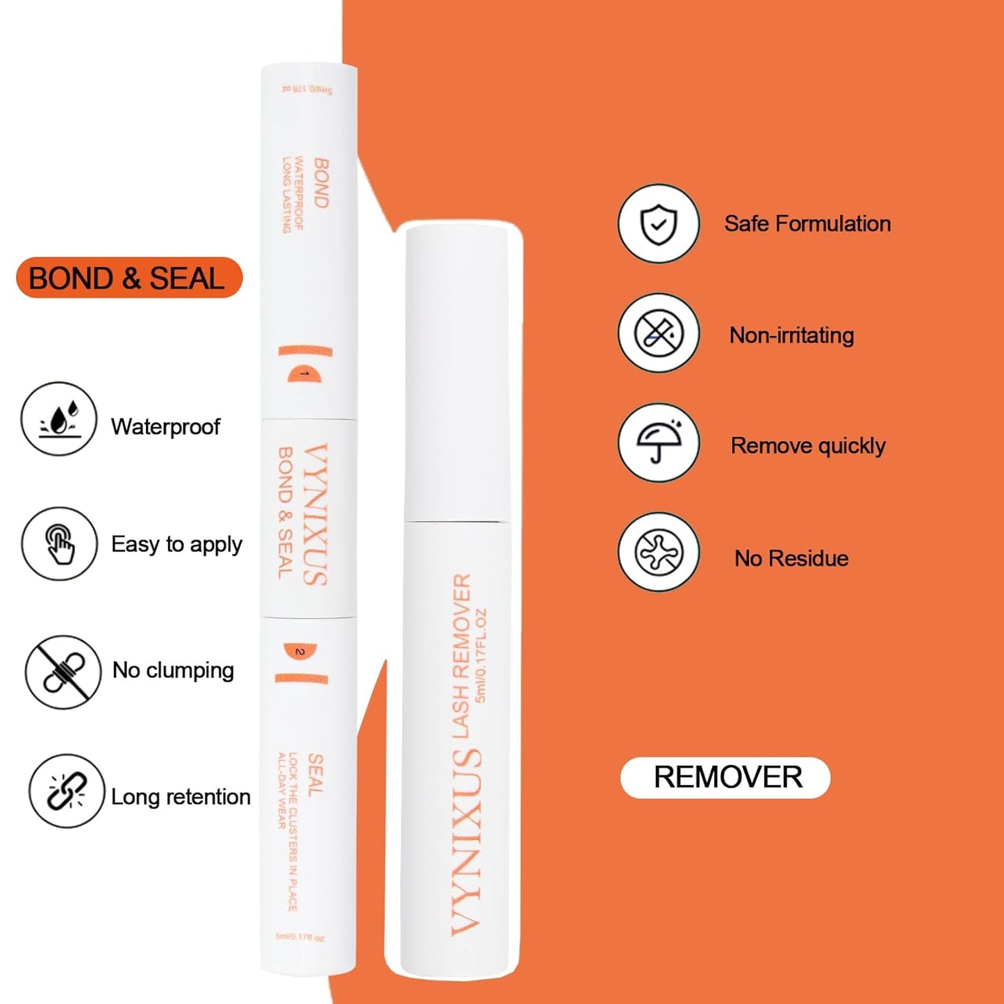 Lash Bond and Seal Waterproof 3-IN-1 Lash Remover for Lash Extensions Lash Glue for Eyelash Clusters DIY Eyelash Extension Remover Lash Cluster Glue Kit Eyelash Remover 15ml (Black)-GlimoraGlow