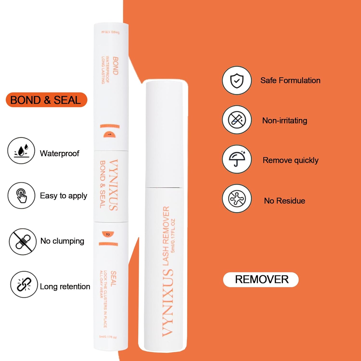 Lash Bond and Seal Waterproof 3-IN-1 Lash Remover for Lash Extensions Lash Glue for Eyelash Clusters DIY Eyelash Extension Remover Lash Cluster Glue Kit Eyelash Remover 15ml (Black)-GlimoraGlow