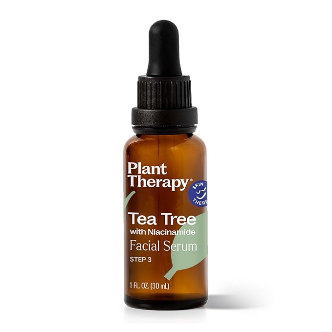Plant Therapy Tea Tree with Niacinamide Facial Serum 1 oz with Tea Tree Essential Oil, Witch Hazel, and Willow Bark, Excellent for Problem Skin While Creating Healthy, Clear Skin-GlimoraGlow