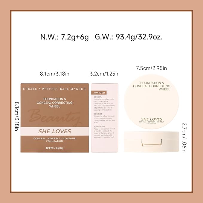 Foundation Concealer Palette with Makeup Sponges & Applicator, 11 Pcs Foundation Powder Concealers Eye shadows Blush Makeup Brushes, 2 in 1 Compact Contouring Duo Layer Plate, Pearl White-GlimoraGlow