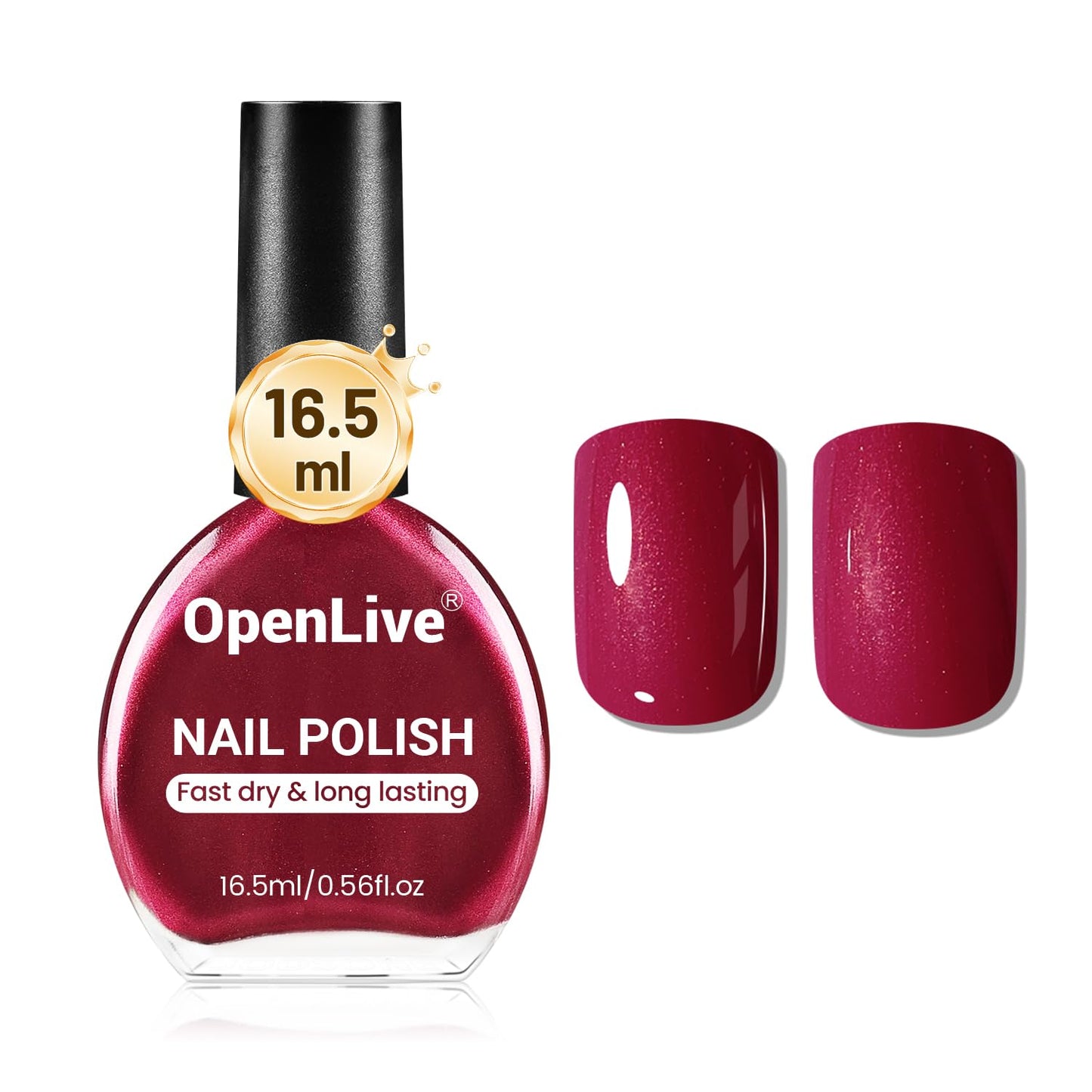 16.5ml Red Glitter Nail Polish Large Volume Quick Dry Nail Polish, Long Lasting Shine, Fingernail Toenail Nail Art DIY Home Travel Nail Art Gift-GlimoraGlow