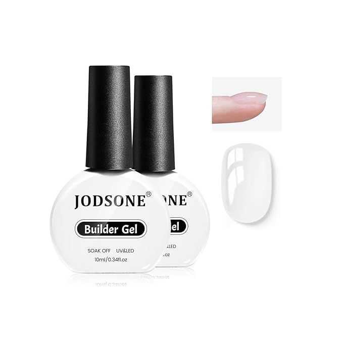 JODSONE 2Pcs 10ml Builder Gel Set, Clear Gel Nail Strengthener for Thickening, Nail Extension, Apex Building, Repairing Broken Nails, Long Lasting DIY Nail Art Gift for Women-GlimoraGlow
