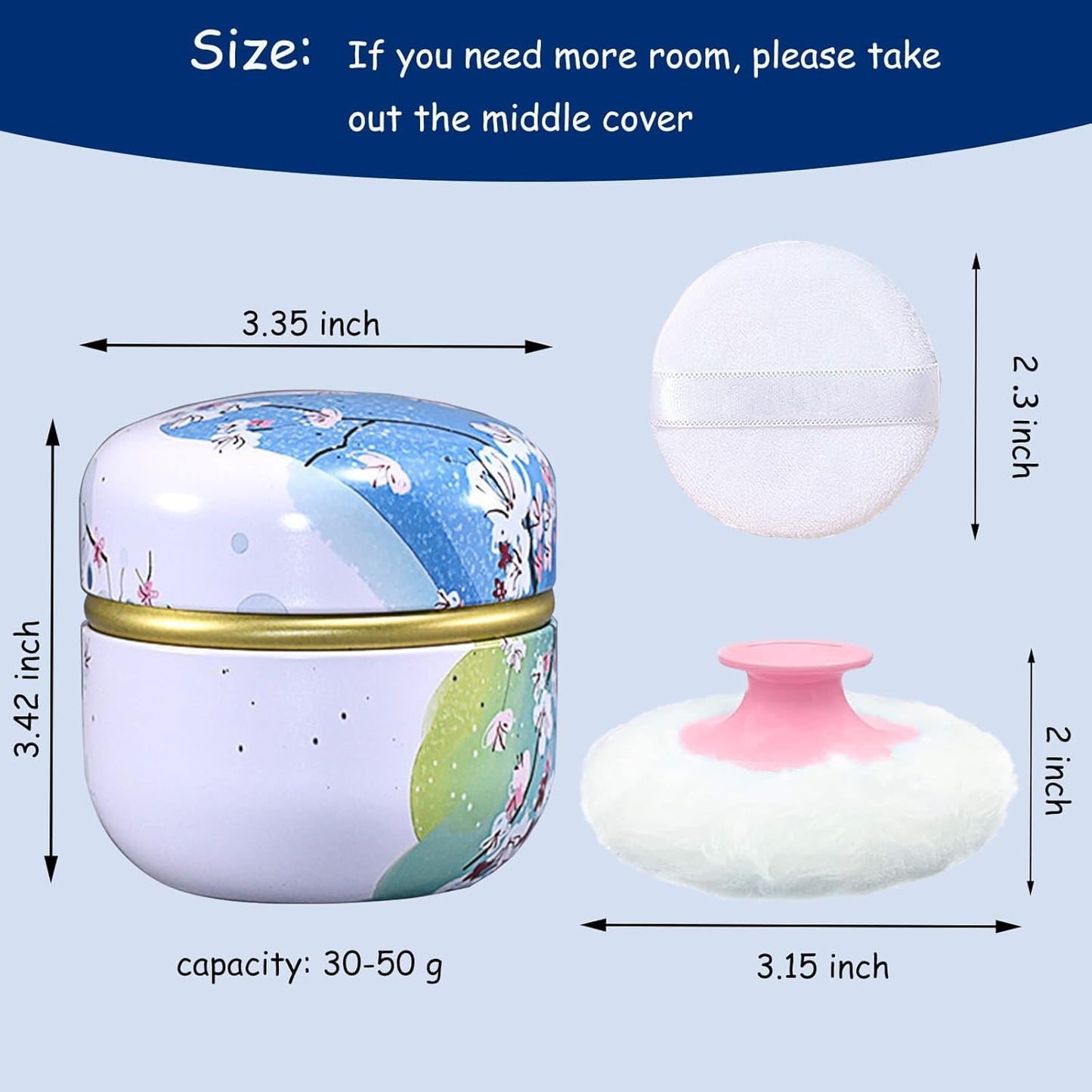 Body Powder Puff and Container for Dusting Powder, Women Powder Puff and Powder Case for Bath and Travel (Plum Blossom)-GlimoraGlow