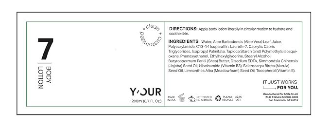Y’OUR Moisturizing Body Lotion: Daily Hydrating Moisturizer for Dry, Cracked Skin; Vegan, Natural & Organic Skincare with Shea Butter, Aloe Vera, Jojoba Oil & Vitamin E. Made in USA for Women & Men-GlimoraGlow