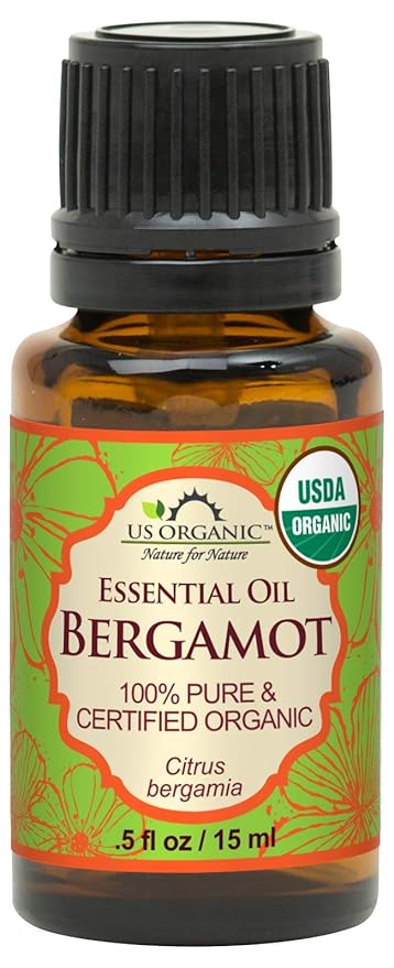 US Organic 100% Pure Bergamot Essential Oil, USDA Certified Organic, Cold Pressed, with Euro droppers (More Size Variations Available) (15 ml / .5 fl oz)-GlimoraGlow