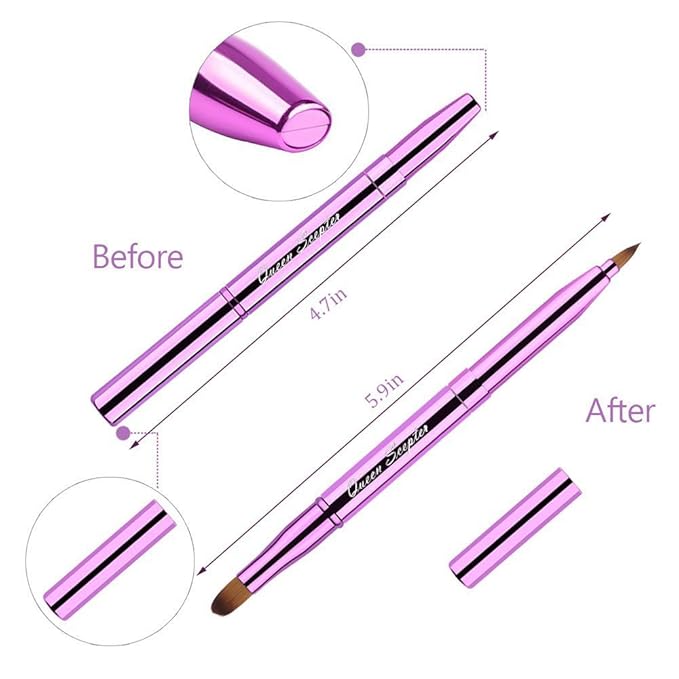Cosmetic Brushes Lip Eye Double Sided Makeup Brush with Cap for Travel Retractable Lip Brush Eyebrow Brush Concealer Brush For Lipstick Portable Purple-GlimoraGlow