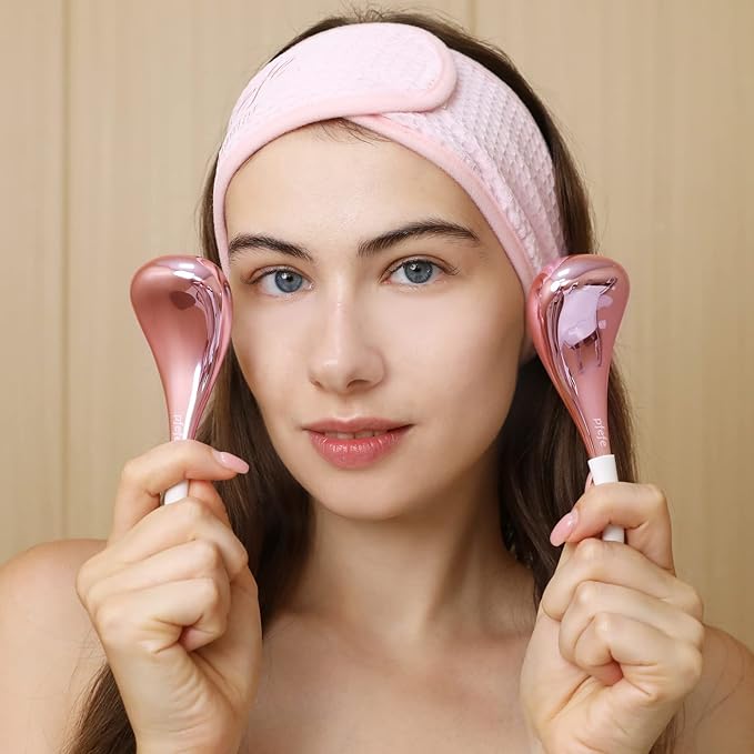 Cryo Sticks for Face, Ice Globes Cryo Globes for Facials, Esthetician Supplies Gifts, Unbreakable Stainless Steel Ice Roller Cooling Spa Balls with Storage Case-GlimoraGlow