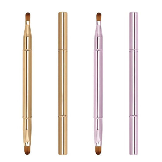 Unaone 2 Pack Lip Brush for Lipstick, Dual-Ended Lip Makeup Brush with Lid, Lipstick Brush for Lip Gloss-GlimoraGlow