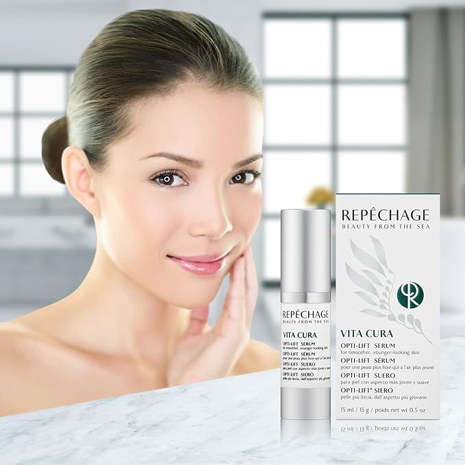 Repechage Vita Cura Opti-Lift Serum - Anti Aging Eye Contour Lifting Effect to Smooth Out Look of Wrinkles and Crow's Feet with Almond Protein, Seaweed Extracts, and Peptides, 15ml /0.5fl oz.-GlimoraGlow