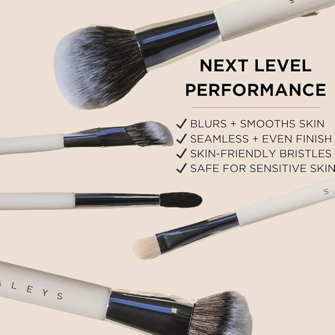 HALEYS Concealer Brush VEGAN+CRUELTY-FREE, Sustainable Wood, Vegan Bristles for Airbrushed Finish, For Creams,Liquids, Powder, Streak-free, Perfect Blending, Buffs, Smooths with Control, Special shape-GlimoraGlow