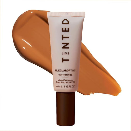 Live Tinted Hueguard Skin Tint SPF 50 - Tinted Mineral Sunscreen with Light-Medium Buildable Coverage With a Hydrating and Radiant Finish - Water and Sweat Resistant, 1.35 fl oz - Shade 05-GlimoraGlow