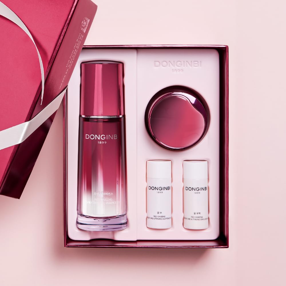 Donginbi Red Ginseng Daily Defense Special Set - Firming Cream(0.85 floz) & Korean Red Ginseng Essence(2.03 floz), Skin Barrier Repair Serum for Dry Skin, Korean Skin Care Gifts for Women-GlimoraGlow