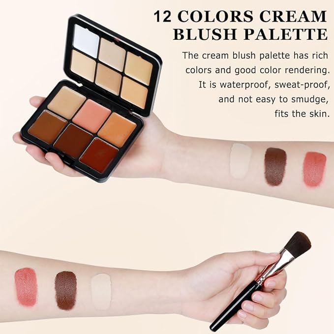 12 Colors Cream Concealer Palette, Long Lasting Full Coverage Correcting Concealer Palette Foundation Camouflage Makeup Contour Palette for or Under Eye Dark Circles, Acne Marks, Facial Spots-GlimoraGlow