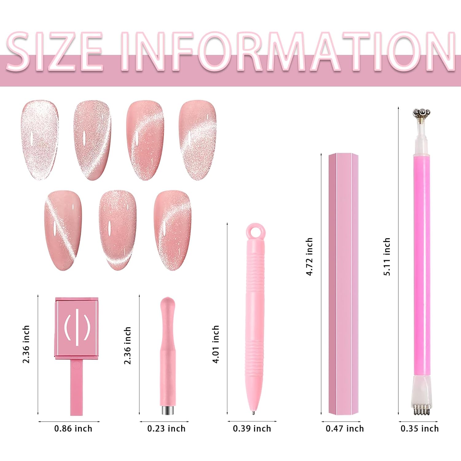 13pcs Pink Cateye Magnet for Nails Double-Ended Hexagon Nail Magnet Stick Flower Cat Eye Magnetic Pen 9 Stripe Nail Magnet Plates for Cat Eye Gel Nail Polish-GlimoraGlow