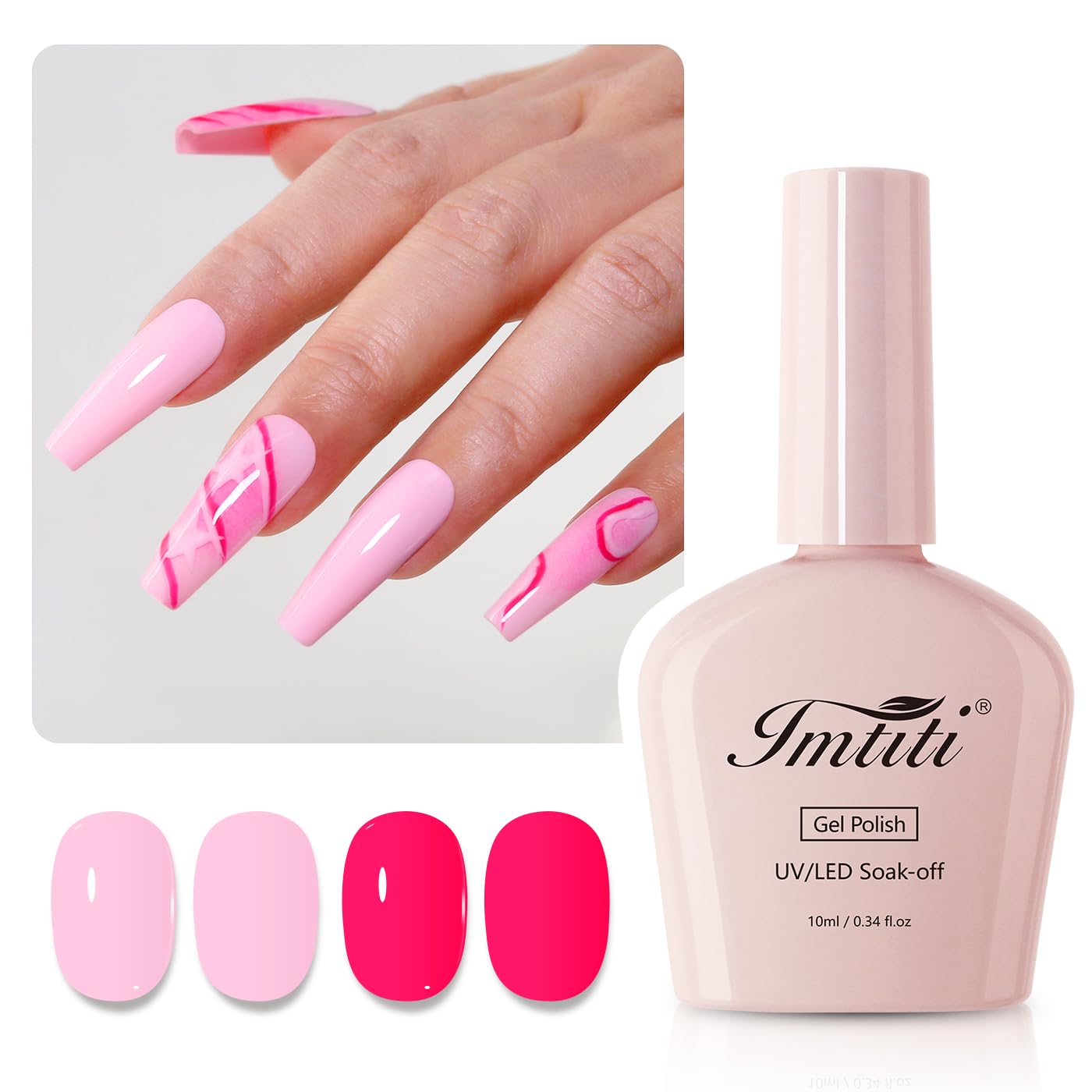 Imtiti Gel Nail Polish Kit, 2 Pcs 10ml Hot Pink & Macaron Pink Colors Gel Polish Soak Off UV LED Spring Summer Pink Gel Polish Nail Art Manicure Salon DIY Design Gel Nail Kit-GlimoraGlow