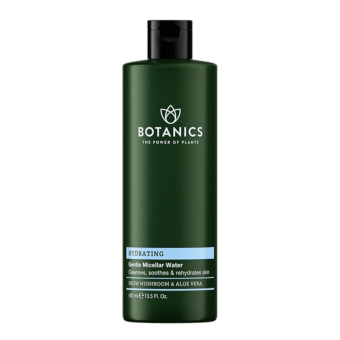 Botanics Micellar Water Makeup Remover - Hydrating & Gentle Cleansing Water - Enriched with Snow Mushroom & Aloe Vera - Vegan & Cruelty-Free Eye Makeup Remover Liquid (13.5 Fl Oz)-GlimoraGlow