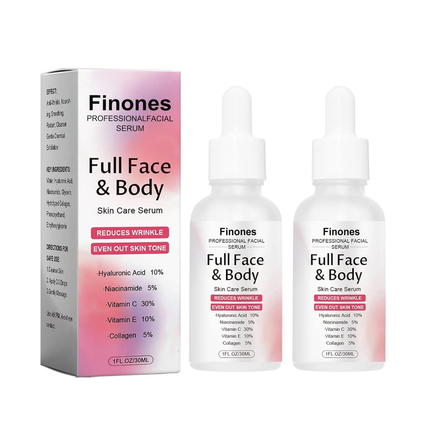 Skin Vitamin Serum, Finones Full Face and Body Serum, 5 in 1 Anti Wrinkle Firming Suero, Anti-Aging Essence, Lifting Firming Essence, Hydrate Moisturize, Reduce Fine Lines-GlimoraGlow