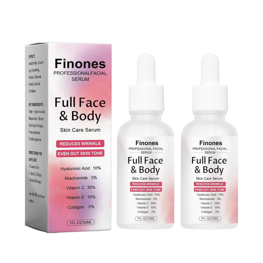Skin Vitamin Serum, Finones Full Face and Body Serum, 5 in 1 Anti Wrinkle Firming Suero, Anti-Aging Essence, Lifting Firming Essence, Hydrate Moisturize, Reduce Fine Lines-GlimoraGlow