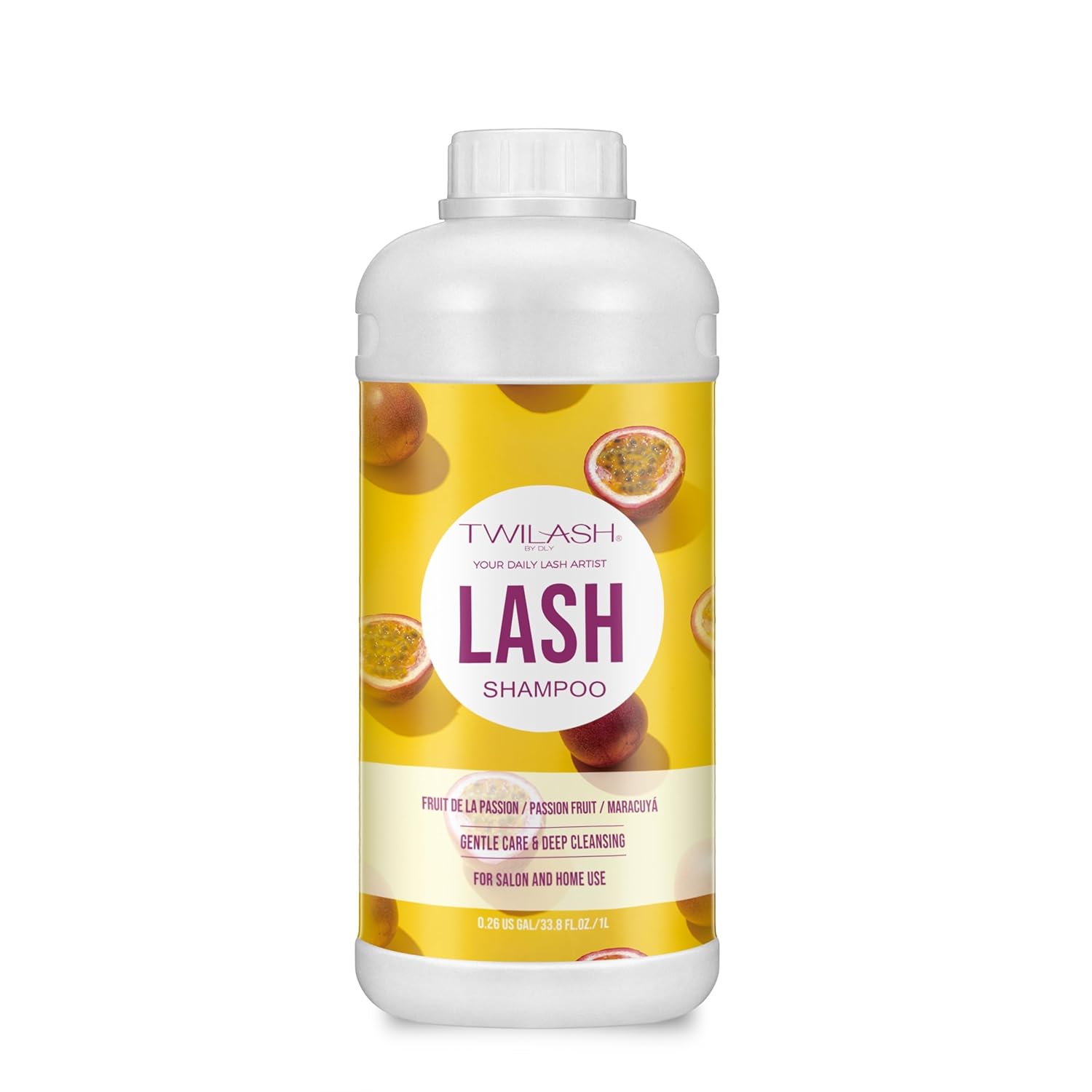 Lash Shampoo Bulk, Eyelash Cleanser for Extensions 2 Liters, Dispenser Pump, Non-irritating or Burning Eyelid Foaming Cleanser for Professional Salon and Home Use (Passion Fruit-1L)-GlimoraGlow