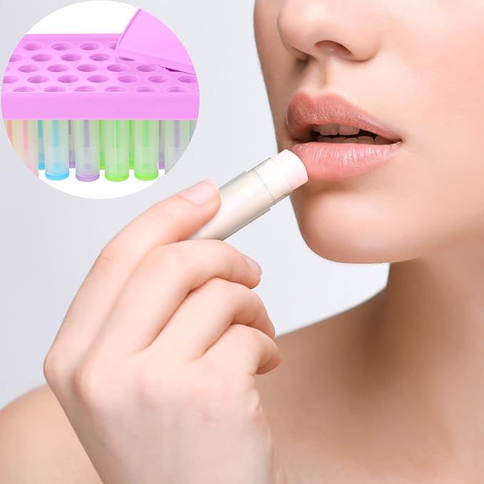 2 Sets Lip Balm Tray and Spatula Set Portable lipstick Holder Lip Balm Containers Lip Gloss Making Kit (Purple)-GlimoraGlow