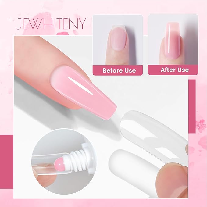JEWHITENY Poly Extension Gel Nail Set Clear White Pink Poly Nail Gel With Base Coat Top Coat for Finger Art and Home DIY French Manicure Need U V Lamp Curing-GlimoraGlow