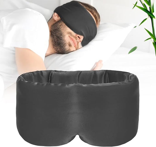 100% Handmade Bamboo Sleeping Eye Mask for Women for Men,Night Masks,Organic Sleep Mask,Blockout Eye Mask for Sleeping,Large Size Adjustable (1 PC, Dark Grey)-GlimoraGlow