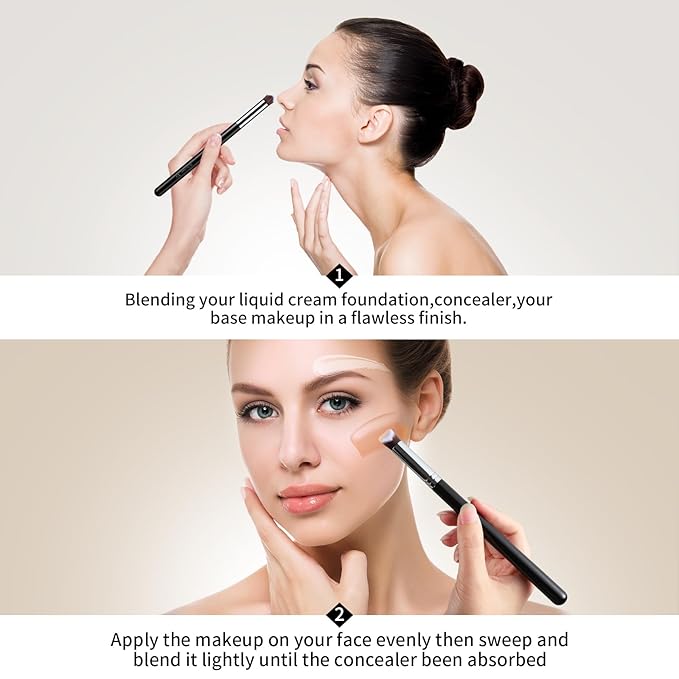 EIGSHOW Angled Concealer Brush Under Eye for Covering Sun Spots Acne Blemishes Concealing Contouring Setting with Liquid Cream (E861)-GlimoraGlow