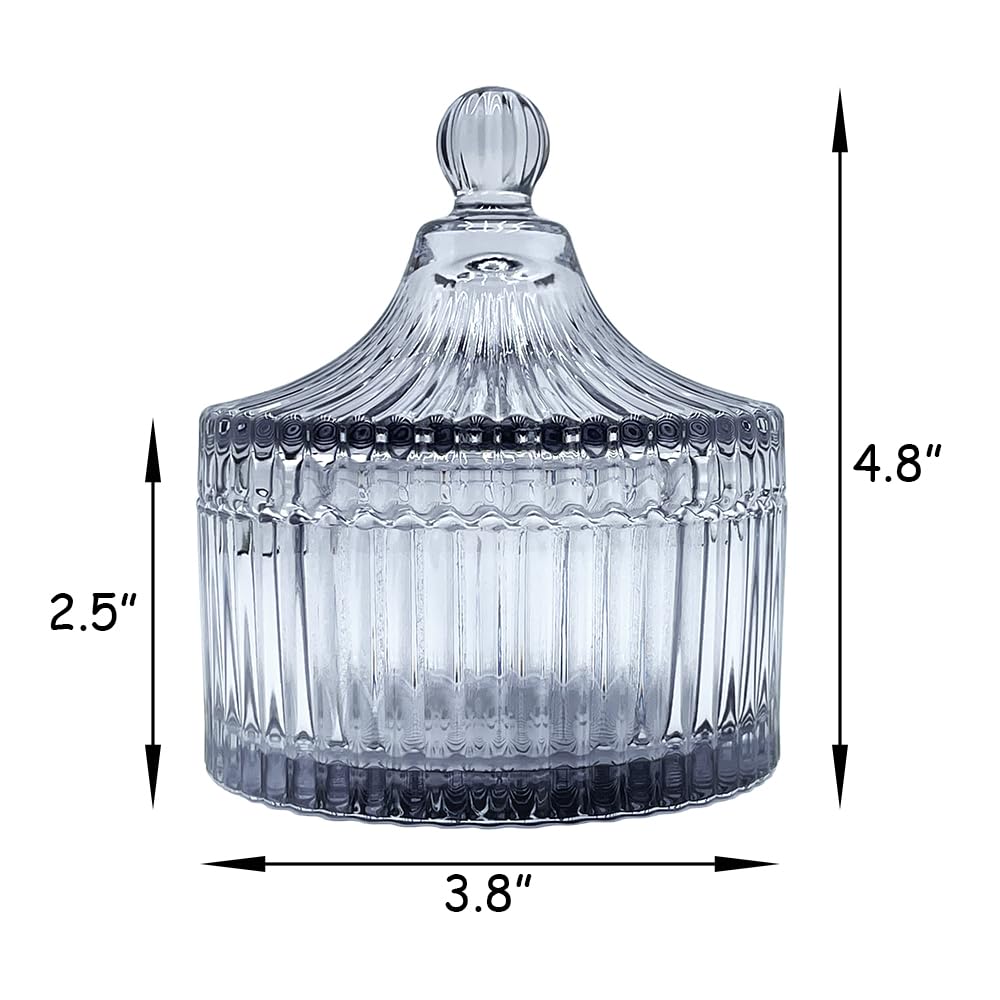 Ultra Soft Powder Puff and Container 3.3" High Density Velvet Dusting Washable Reusable Powder Puff,Body Powder Puff and Glass Jar Holder Loose Powder Box with Puff for Face Makeup(Gray)-GlimoraGlow