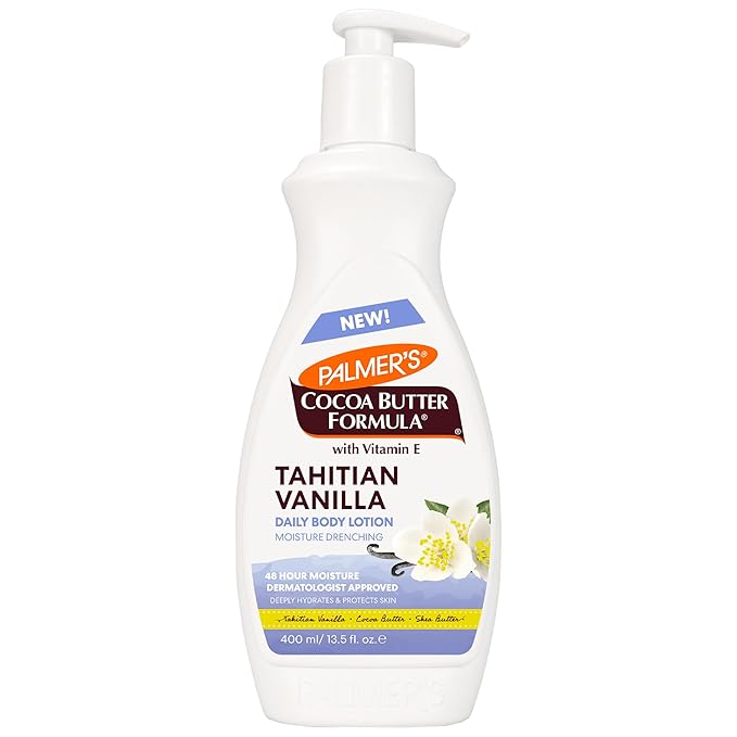 Palmer's Cocoa Butter Formula Tahitian Vanilla Body Lotion, 13.5 Oz, Daily Moisturizing Lotion for Dry Skin with Shea Butter & Vitamin E, Hydrates & Protects, Helps Provide 48-Hour Deep Moisture-GlimoraGlow