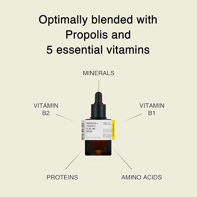 TOUN28 Propolis Vitamin C B3 B5 B6 Serum 1.01 fl.oz / 30ml | Nutrient Face Serum for Dry and Tired Skin | With Propolis and Pure Vitamin C | Allergen-free and Cruelty-free-GlimoraGlow