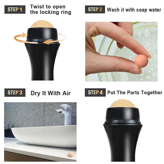 103 PCS Volcanic Roller Oily Skin Oil Control On The Go Volcanic Face Roller Oil Absorbing Volcanic Roller with Oil Blotting Sheet Paper for Oily Skin Care Oil Control Film Tissues(Type1)-GlimoraGlow