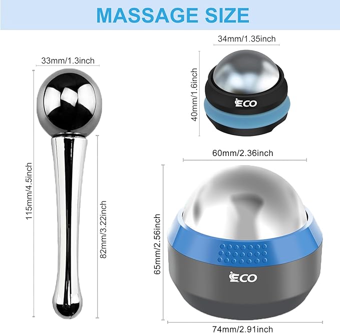 iECO Cryosphere Cold Massage Roller Ball – Ice Cold and Hot for Deep Tissue and Sore Muscle Relief of Stiffness and Stress, Body, Neck, Back, Foot, Plantar Fasciitis, Gifts for Him-GlimoraGlow