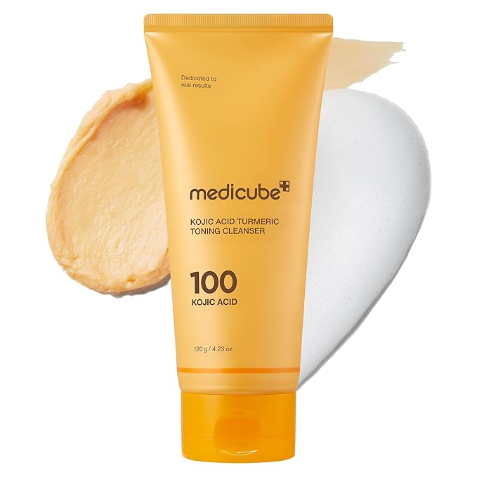 medicube Kojic Acid Turmeric Whip Cleanser | Daily Facial Cleanser for Brightening, Balancing Skin Tone & Texture | Fade Appearance of Uneven Patches & Ideal for Use After Spot Care | Korean Skincare-GlimoraGlow