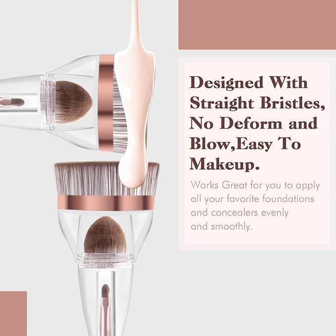 Makeup Brushes, Daubigny Perfect 3IN1 Makeup Brush for Face Blush Liquid Powder Foundation Brush for Blending Liquid, Cream or Flawless Powder Cosmetics with Great Gift Case-GlimoraGlow