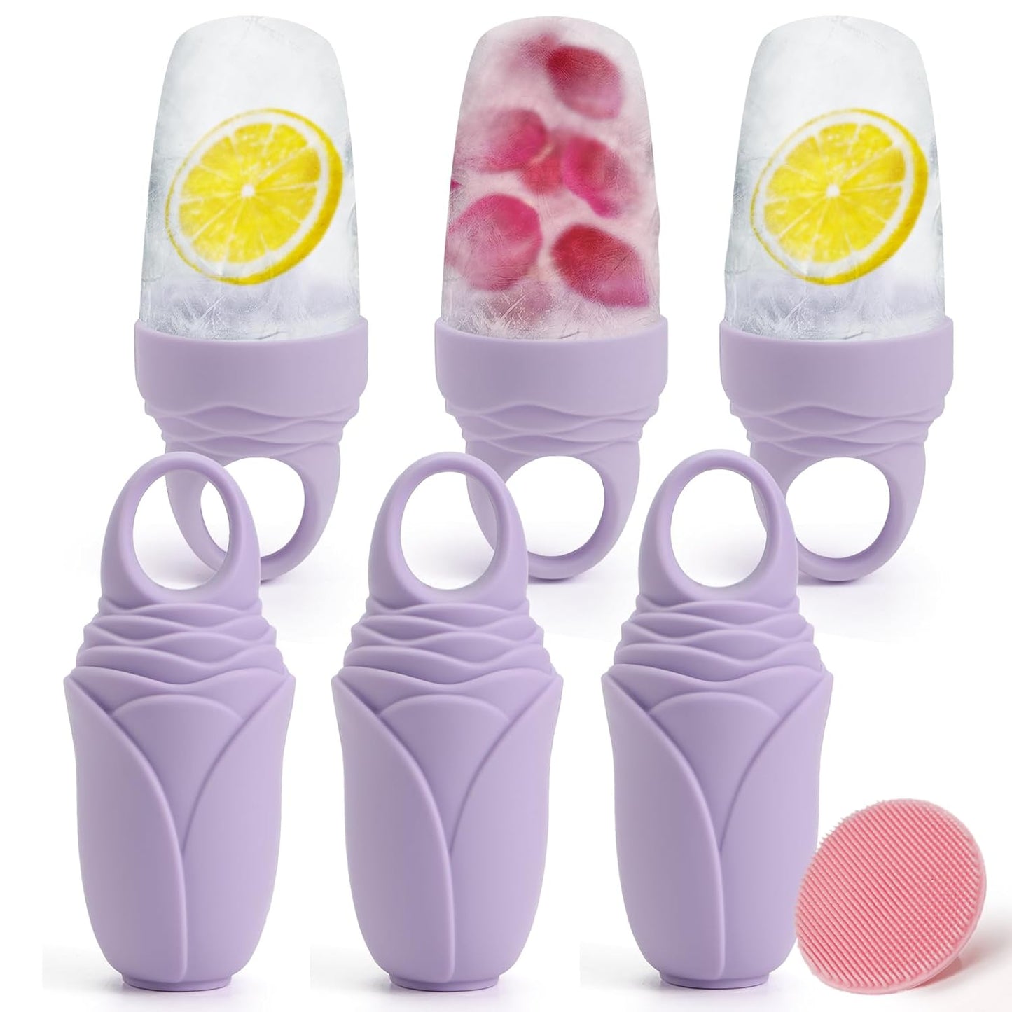 3 Pcs Facial Ice Roller Silicone Mold Reusable for Face Women and Eye Neck Cold Skin Care Tools Freezer De Puff Eye Bags Reduce Migraine Pain Purple-GlimoraGlow