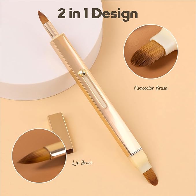 Lip Applicator Brush - 3 Pack Exquisite Professional Dustproof Retractable Lip Brush - Makeup Lipstick Lip Gloss Applicators (Pink Red Gold)-GlimoraGlow