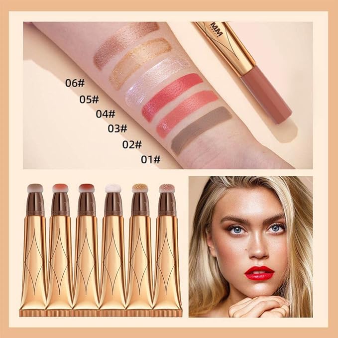 2 Color Contour Beauty Wand, Highlighter ，Face Concealer Contouring with Cushion Applicator Long Lasting & Smooth Matte Finish Liquid Illuminator Makeup Stick (01# Contour&02#Peach Pink)-GlimoraGlow