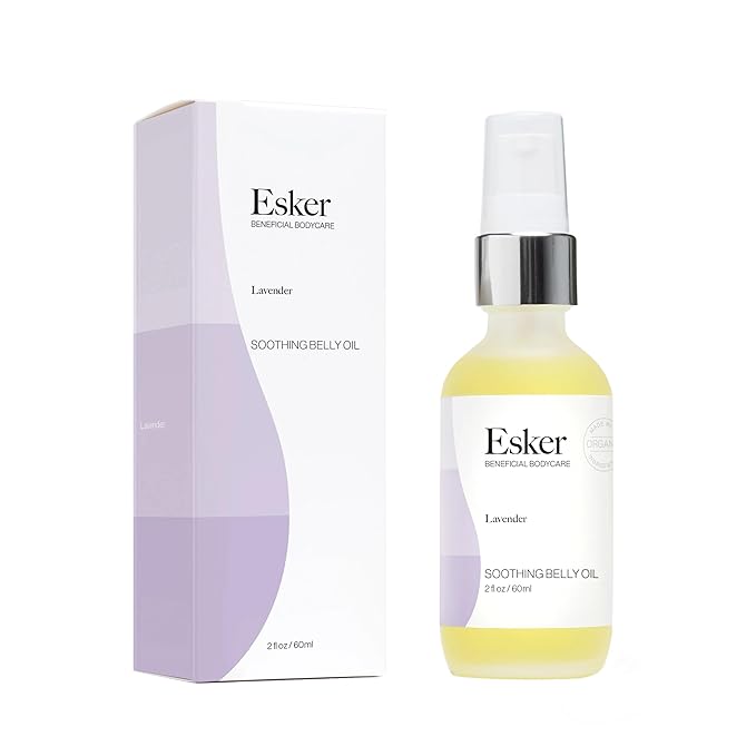 ESKER Natural Soothing Belly Oil | (2.0oz) | Plant-Based Formulated for Pre and Postpartum Skin | Designed to Fade Existing Stretch Marks and Prevent the Formation of New Ones | Cruelty Free-GlimoraGlow