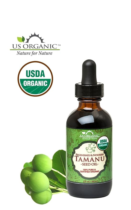 US Organic Tamanu Oil, USDA Certified Organic, 100% Pure Virgin Cold Pressed Unrefined, Dark Green Color, Sourced from Southeast Asia_Improved Cap_2oz (56 ml)-GlimoraGlow