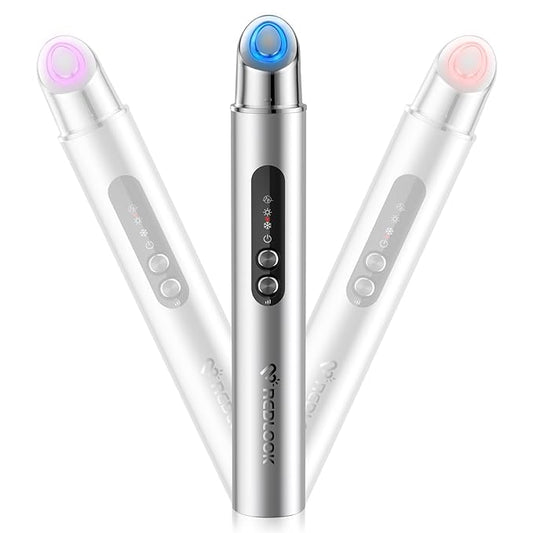 REDLOOK Depuffing Wand - Multi-Mode Cold & Heat Eye with Massager,At Home Face Roller Tool, Beauty Wand for Puffiness Reduction, Dark Circles, and Let The Skin Be Full of Radiance - Silver-GlimoraGlow