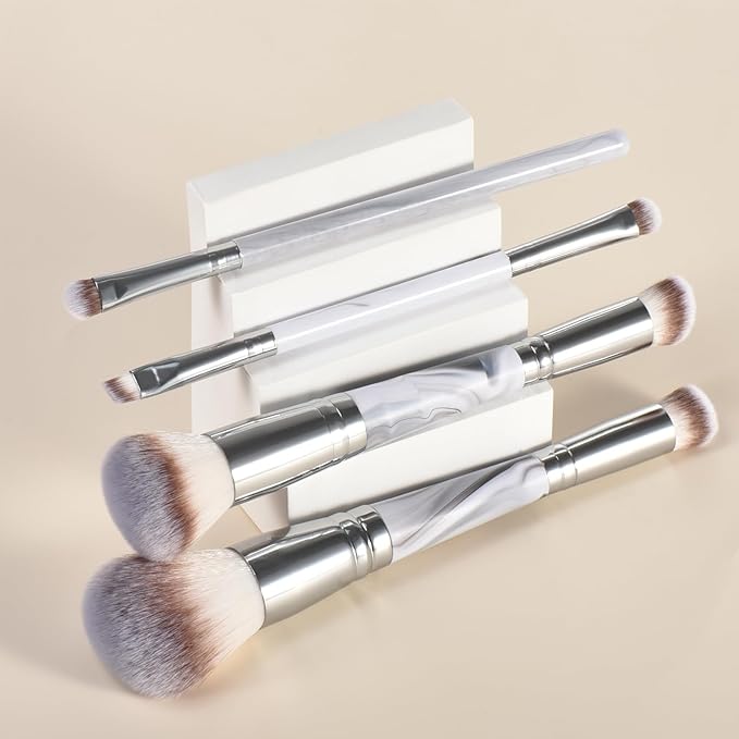 4 pcs makeup brushes, double head makeup brush set, loose powder powder blusher foundation make-up concealer eye shadow eyebrow brush, multi-purpose makeup tools-GlimoraGlow