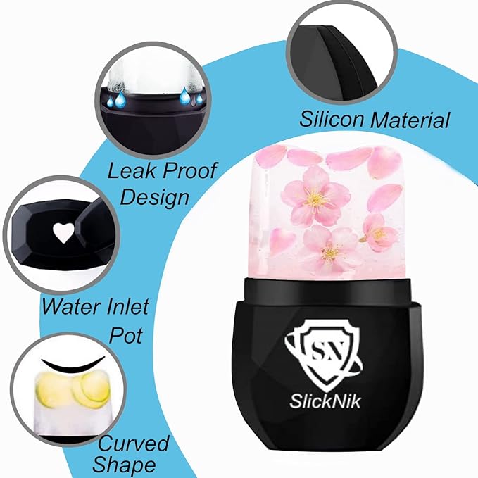 Ice Roller for Face and Eyes, Face Massager Use for Tighten & Double Skin Tone, Enhance Your Natural Glow with Ice Face Roller (Smoky Black)-GlimoraGlow