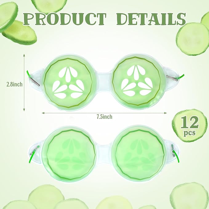 12 Pcs Cucumber Eye Pads Gel Eye Masks Cooling Heating Eye Pads Spa Party Favors Sleepover Party Slumber Party Supplies-GlimoraGlow
