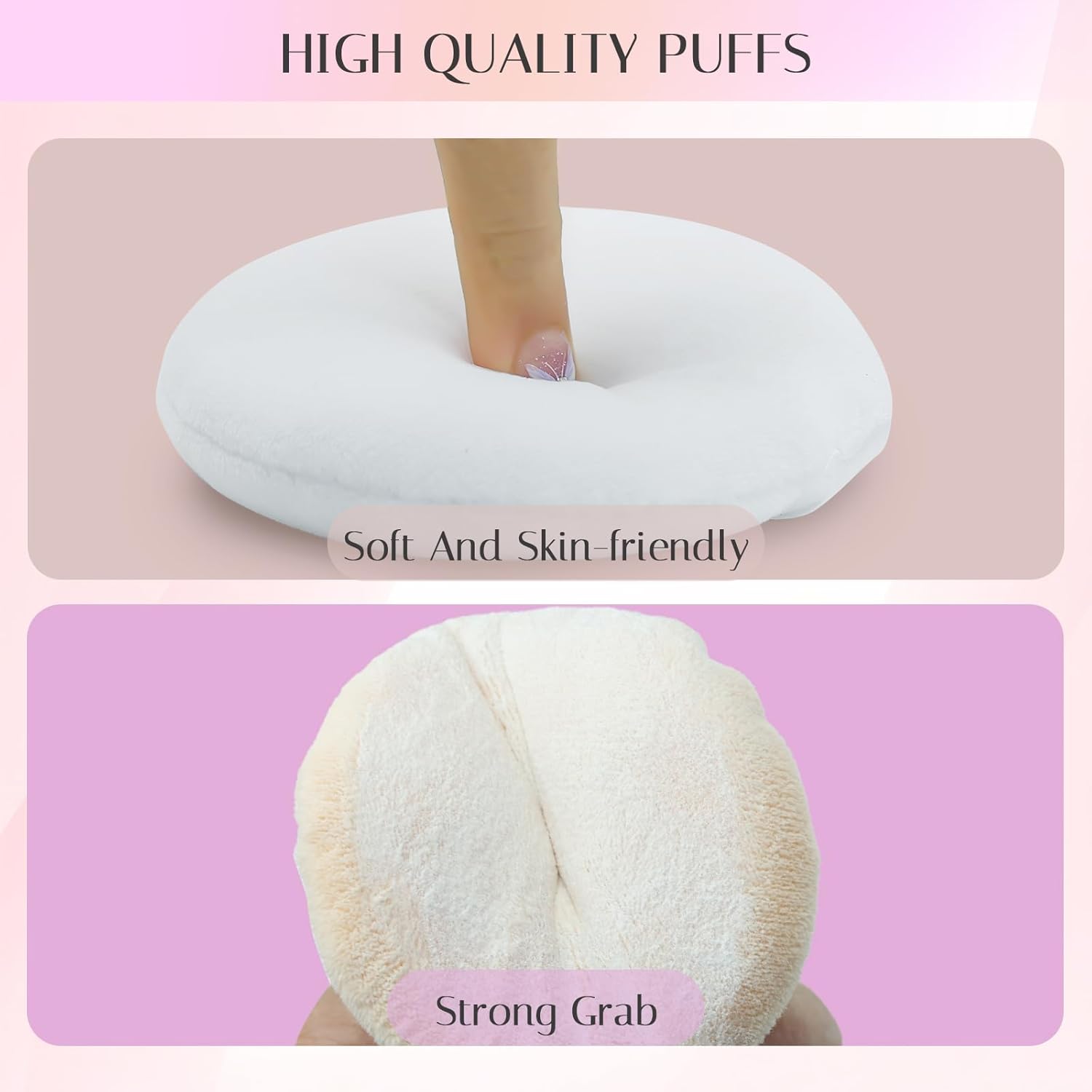 Body Powder Puff and Container, Crystal Dusting Powder Container with Puffs, Ridged-Lid Body Powder Jar with 2 Washable Reusable Soft Powder Puffs (Large Size)-GlimoraGlow