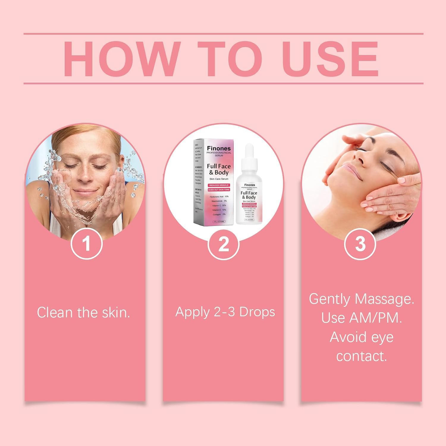 Skin Vitamin Serum, Finones Full Face and Body Serum, 5 in 1 Anti Wrinkle Firming Suero, Anti-Aging Essence, Lifting Firming Essence, Hydrate Moisturize, Reduce Fine Lines-GlimoraGlow