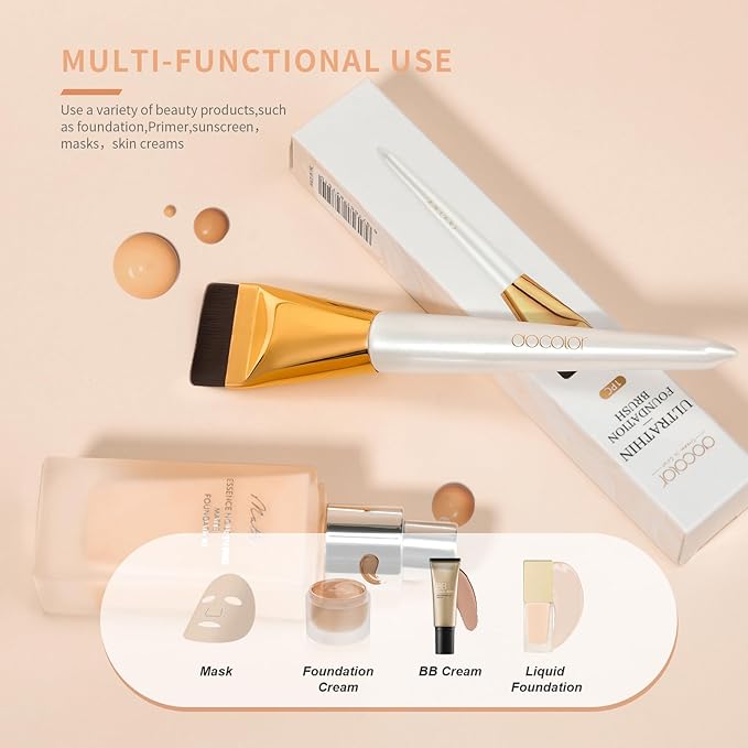 docolor Flat Foundation Brush for Liquid Makeup,Ultra Thin Liquid Foundation Brushes Premium Makeup Face Brush for Blending, Cream, Thin Foundation Brush Makeup Tool Face Foundation Flat Brush-GlimoraGlow
