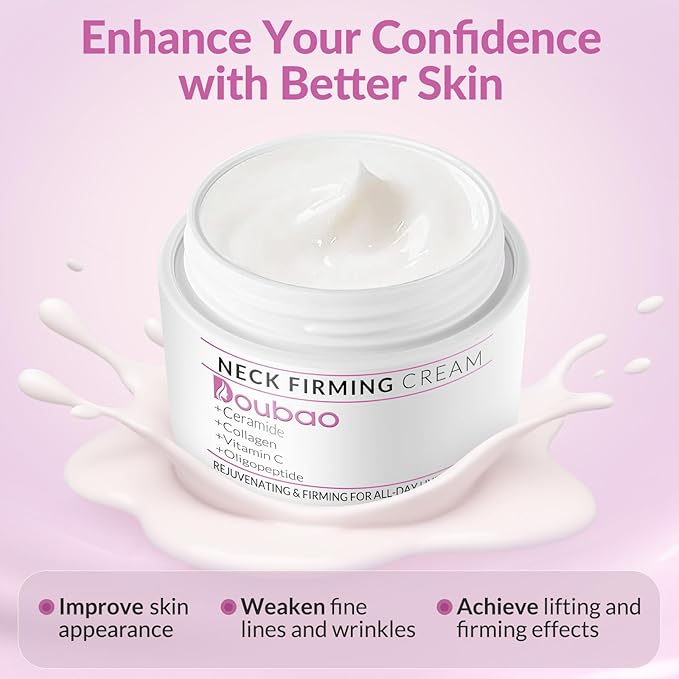 Neck Firming Creams for Tightening and Firming, Moisturizer Face Cream with Collagen, Hyaluronic Acid, Day & Night Anti-Aging Skin Tightening Cream Neck, Décolleté & Face – 1.7Fl Oz-GlimoraGlow