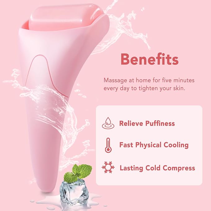 huefull Ice Roller for Face Women, Skin Care Set & Ice Face Roller，Self Care Gifts for Women,Reduces Puffiness and Wrinkle, Facial Massager Tool & Spa Pink Gifts-GlimoraGlow