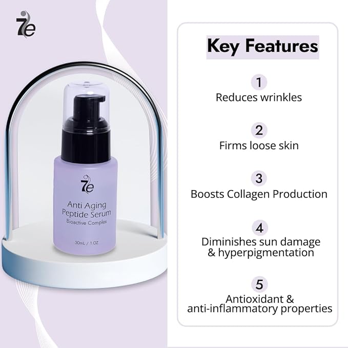 7E Wellness:Anti-Aging Peptide Serum, Anti-Wrinkle Copper Peptide Serum With Hyaluronic Acid & Polypeptides - Supports Collagen & Elastin Production | Brightening, Firming & Hydrating for Face-GlimoraGlow