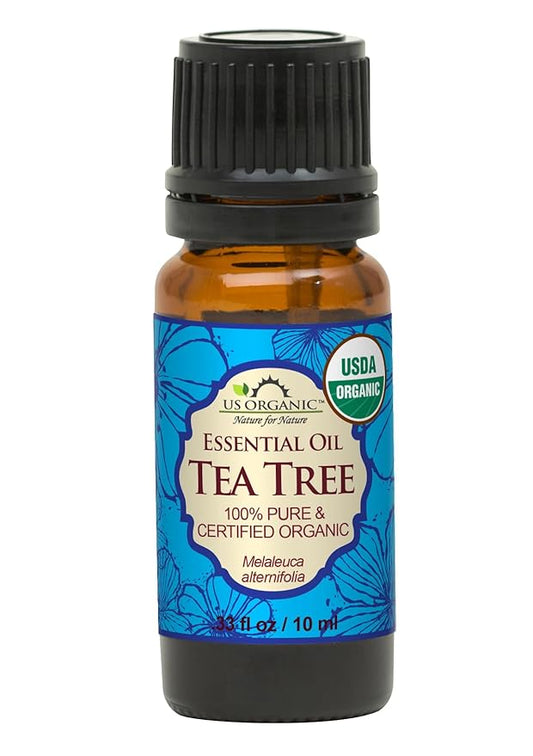 US Organic 100% Pure Tea Tree Essential Oil - USDA Certified Organic, Steam Distilled, Sourced from South Africa, Undiluted, Non-GMO (10 ml (Pack of 1))-GlimoraGlow